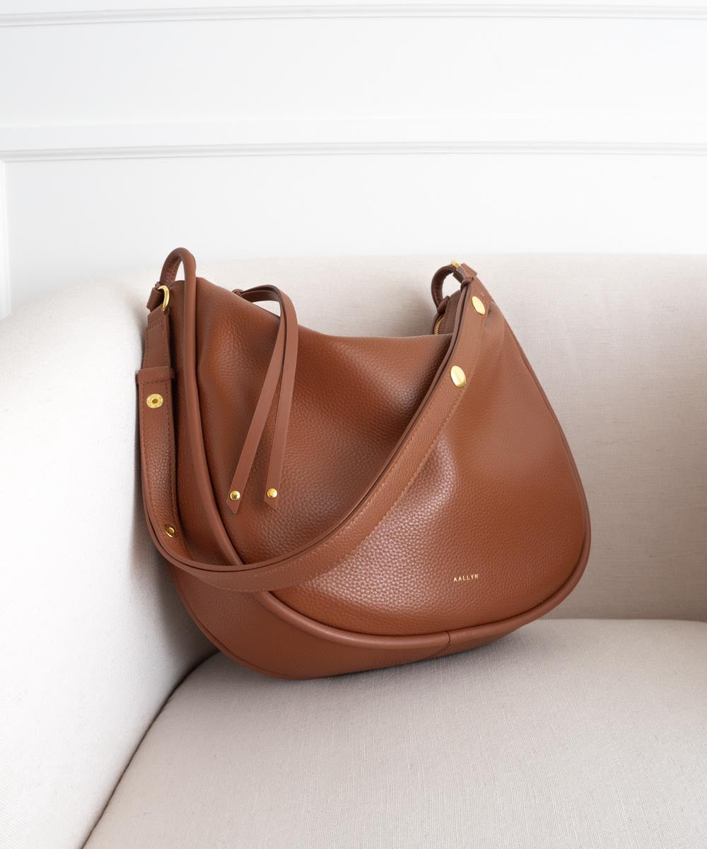 ★DE MERIEL★ Elise Hobo Bag Small Mocha Ali Recycled Vegan Leather Mini Handheld Bag – Mali + Lili
