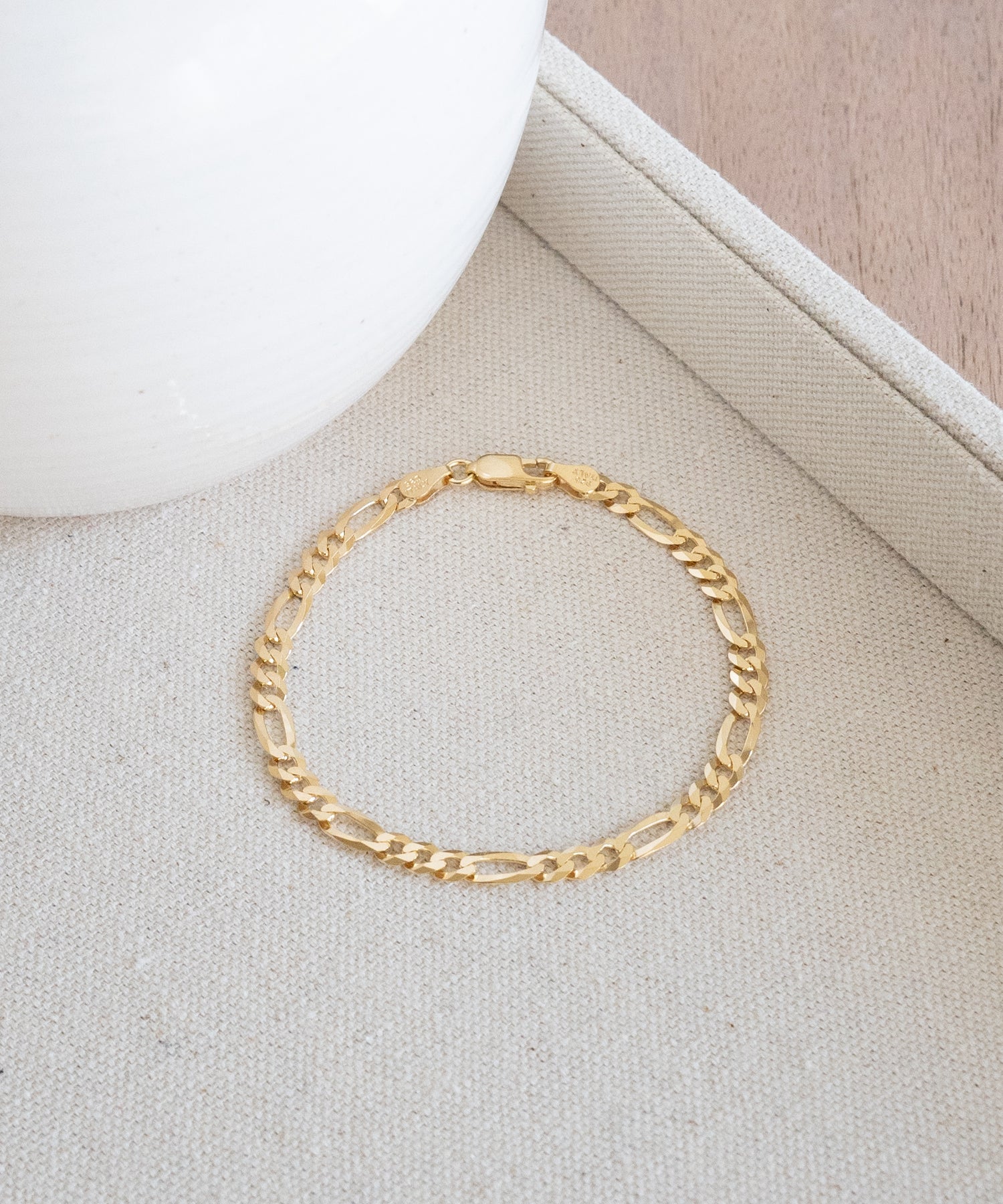 Dom Gold Plated Figaro Link Bracelet | AALLYN.COM